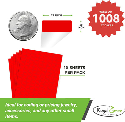 Rectangular Printing Sticker 0.75 x 0.50 Inch Red Label Sheets