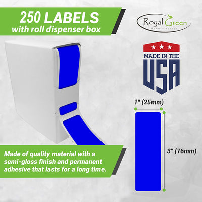 Rectangular Stickers 3x1 inch Label Roll Dispenser Box (75mm x 25mm)