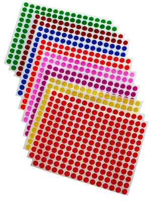 Dot stickers (Approximately 1/4 inch) 5/16" Combo colors 8mm