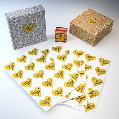 Thank You Stickers Gold Heart Labels 1.5