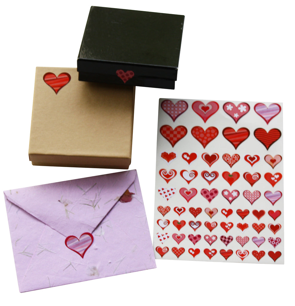 Royal Green Valentines Heart Stickers with Assorted Patterns