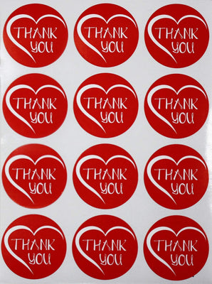 Thank You Heart Stickers 1.5 inch  Round Labels 38mm