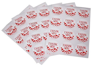 Thank You Heart Stickers 1.5 inch  Round Labels 38mm