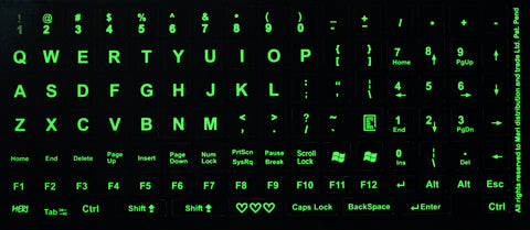 Fluorescent Keyboards Replacement Stickers for PC