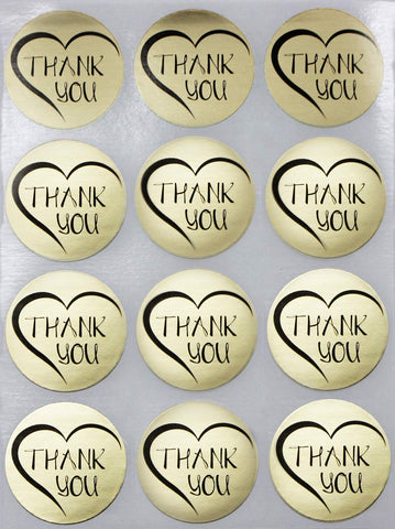 Thank You Heart Stickers 1.5 inch Round Labels 38mm