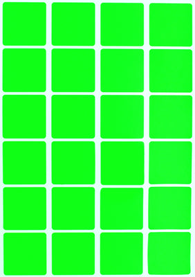 Square Stickers 1 x 1 inch Neon Colors 25mm x 25mm