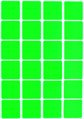 Square Stickers 1 x 1 inch Neon Colors 25mm x 25mm