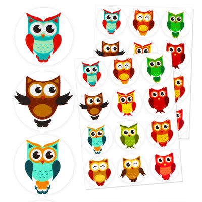 Decorative 1.5” Colorful Owl Stickers