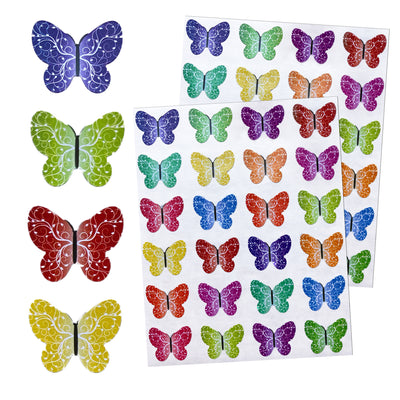 Colorful Butterfly Stickers in Swirls Patterns