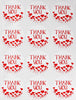Round Heart Shape 1/2 Inch Thank You Stickers 38mm