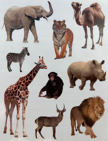 Safari Animal Stickers for Kids Arts and Crafts, Scrapbooking, Jungle Animal Stickers, Zoo Animal Stickers Elephants, Lions, Tigers and Monkeys