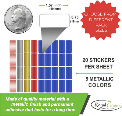 Rectangular metallic stickers 1.57 x 0.75 inch  40mm x 19mm