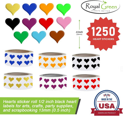 Heart Stickers 1/2 inch Label Rolls 13mm