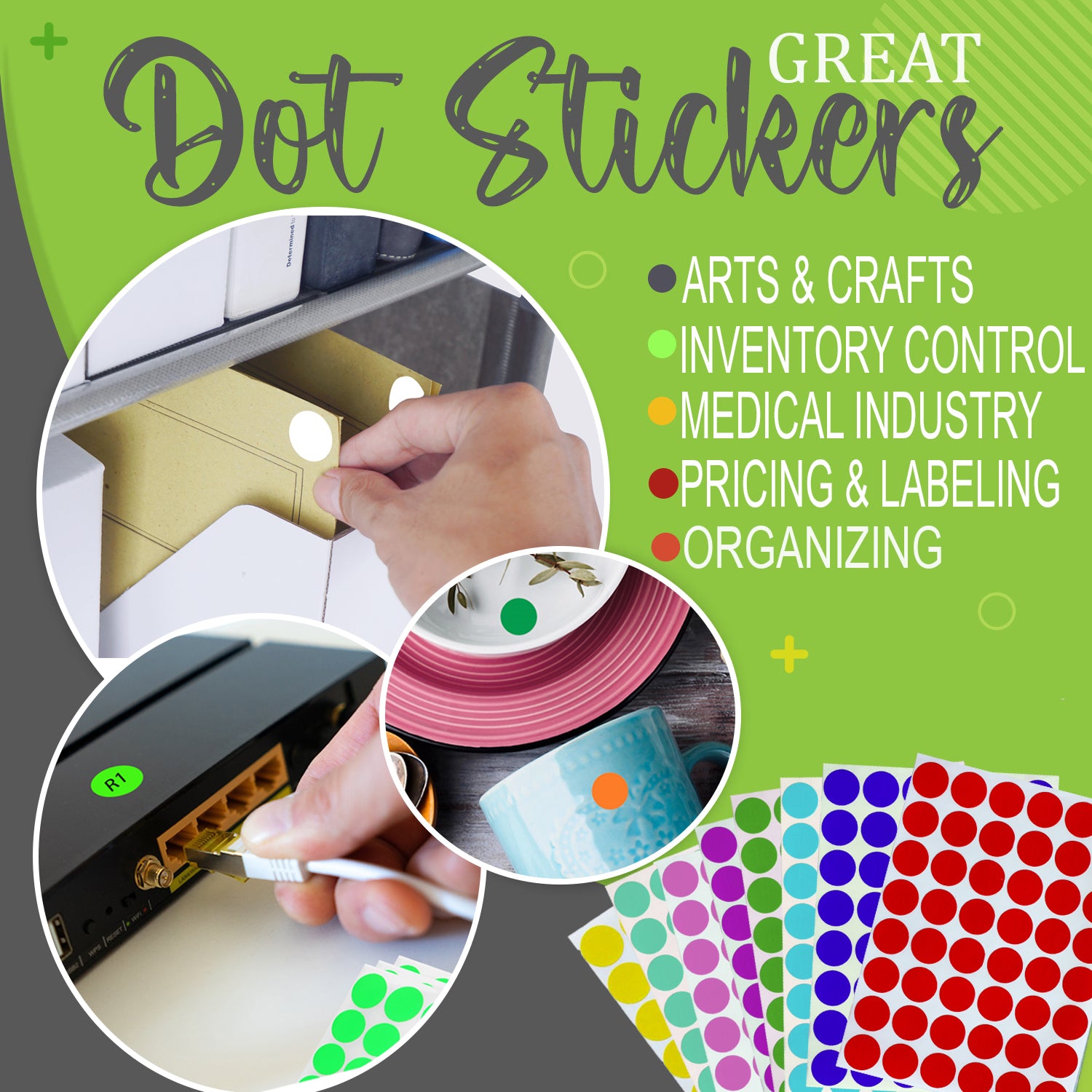 480 Neon Multicolored Round Stickers – 17mm (~3/4”) Labels, Perfect For Organizing, Coding, Or Just Decorating