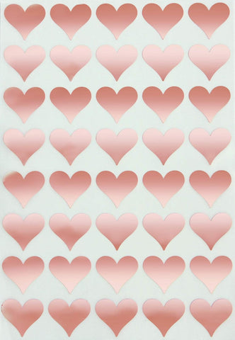 Royal Green Heart Shaped Stickers 3/4 inch Rose Gold Valentine's Stickers for Party Favors, Goodie Bags and Gift Boxes 19mm