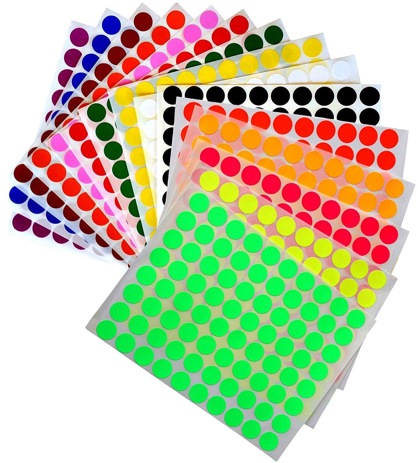 Round Stickers in 10 Assorted Colors Colored Sticker Dots Coding