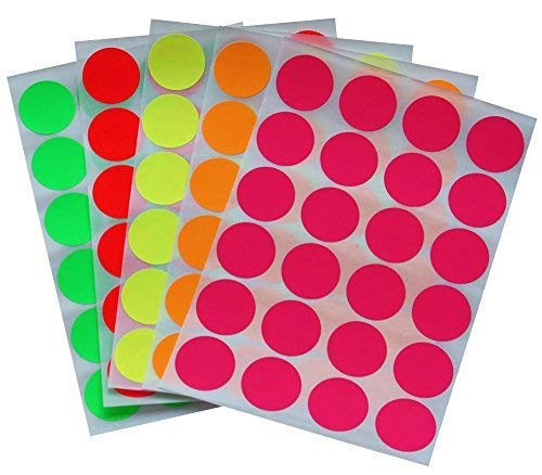 AllTopBargains 1008 Pack Circle Dot Stickers 1 inch Round Labels Bright Neon Colors Coding Tags