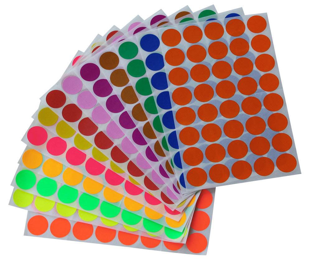 Round Colored Dot Stickers 19mm Labels Circle 3/4 Inch Marking Craft Dots