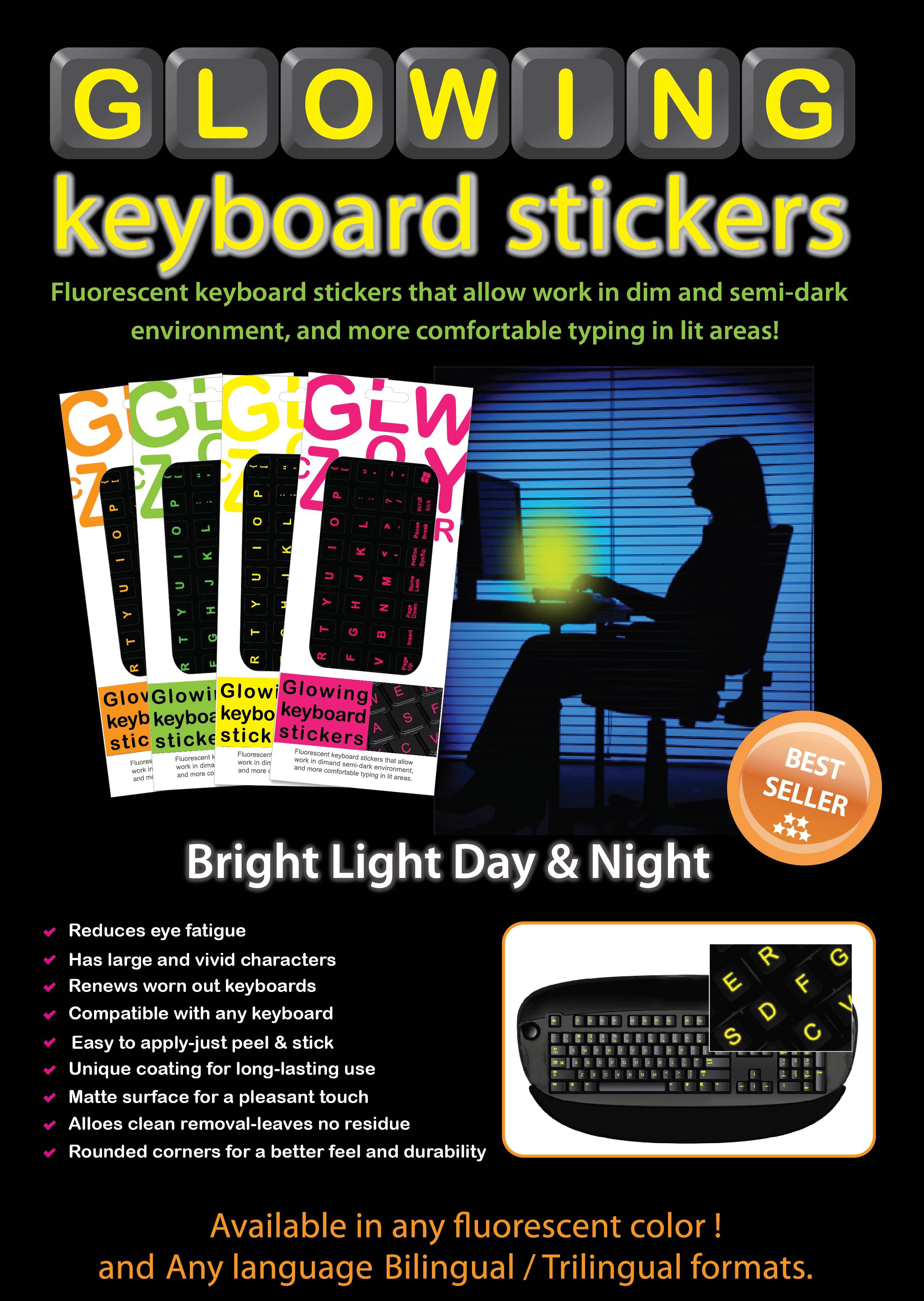 Led Keyboard Stickers Fluorescent Keyboards Replacement Stickers for PC – Royal Green Market