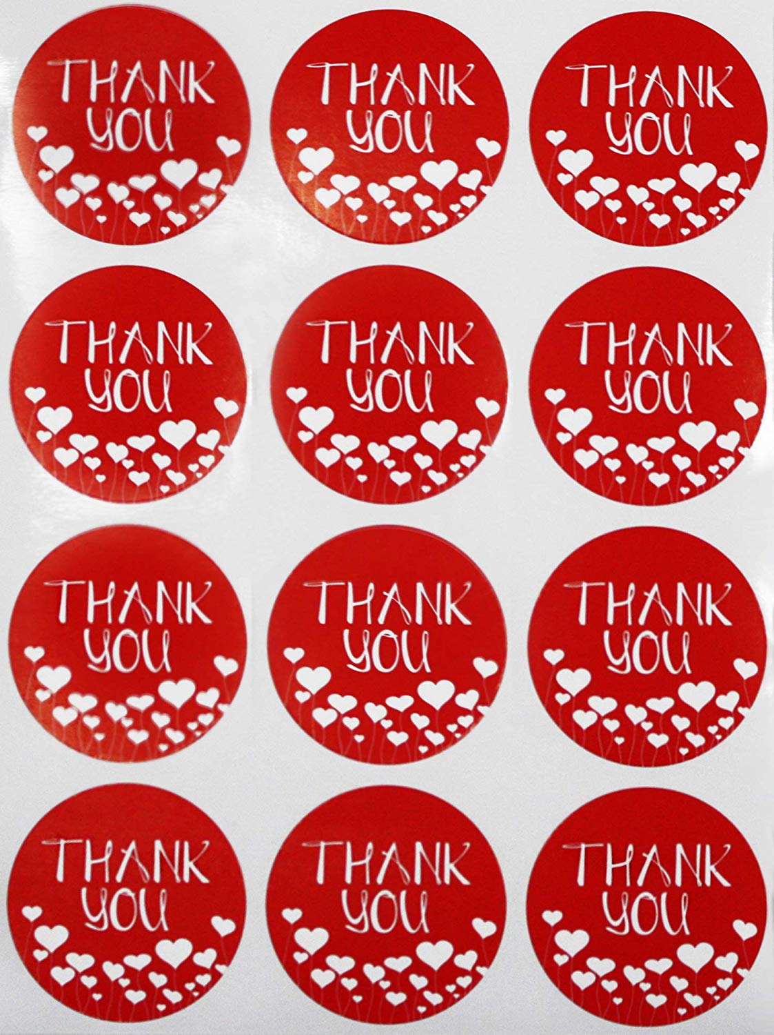 Thank You Heart Stickers, Hearts Shape Stickers