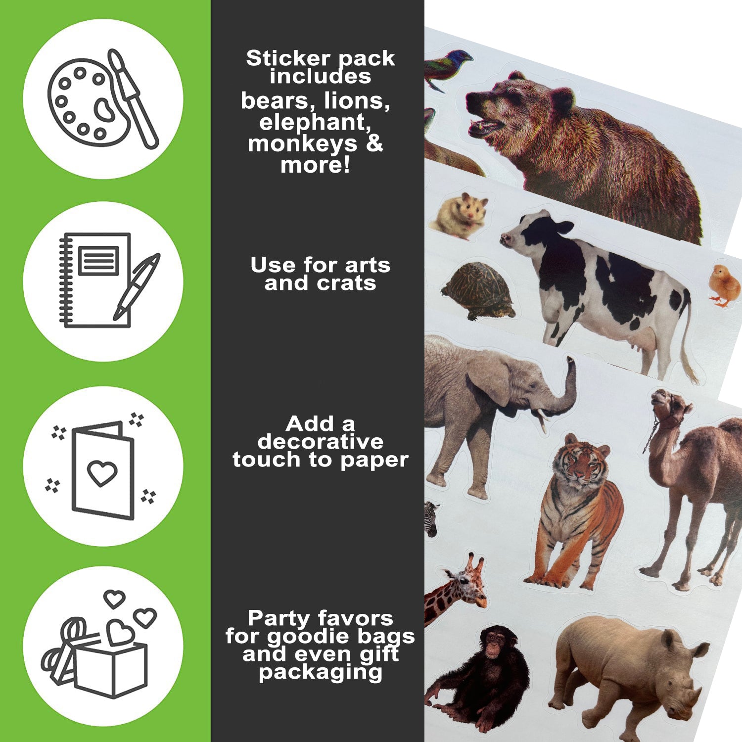 Safari Animal Stickers for Kids Arts and Crafts, Scrapbooking, Jungle ...