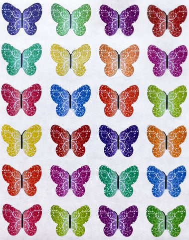 Colorful Butterfly Stickers in Swirls Patterns