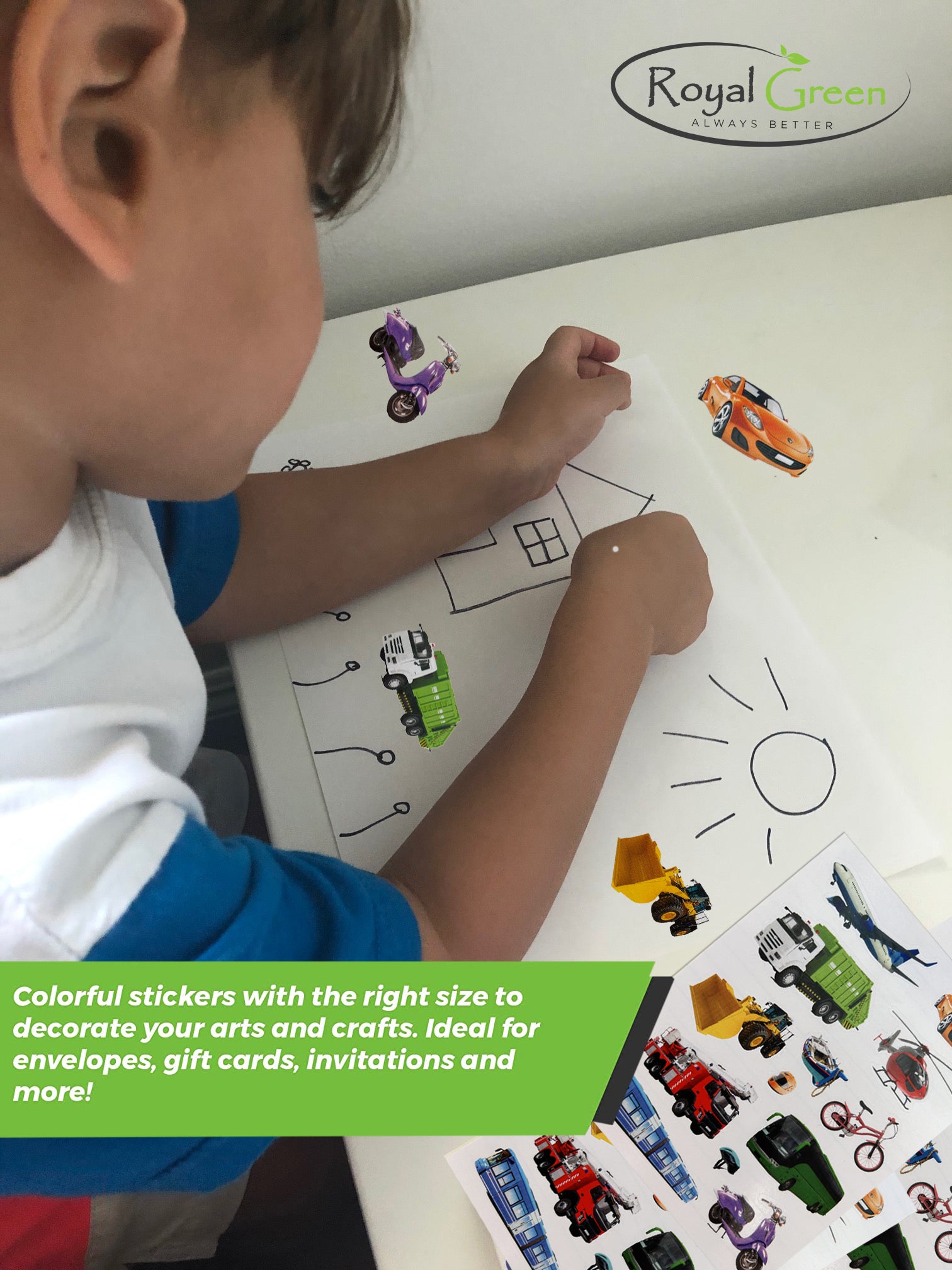 Vehicles Stickers for Kids Arts and Crafts, Party Favors, School, and ...