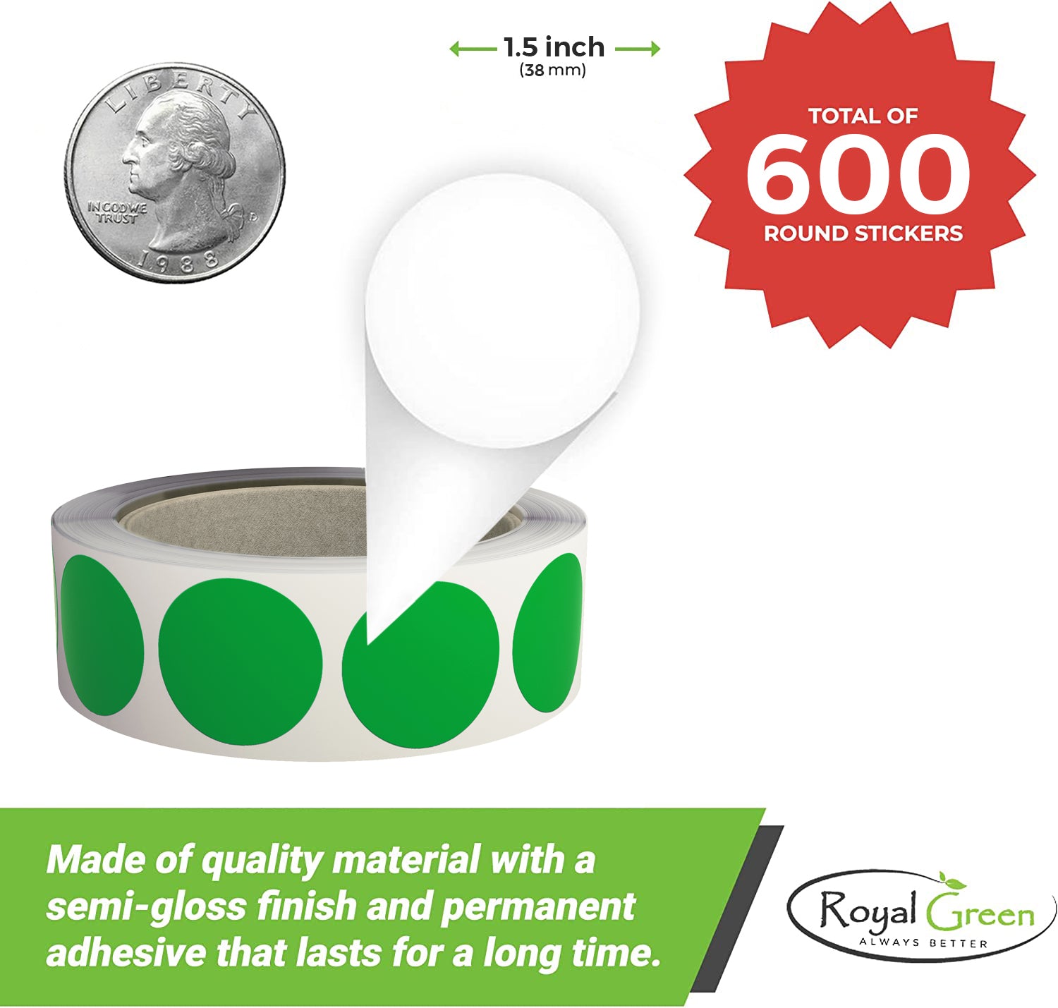 Round Circle Stickers 1.5 inch Label Rolls 38mm – Royal Green Market