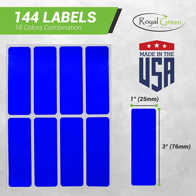Royal Green Rectangular Removable Stickers 1 x 0.625 inch Label Rolls (25.5m x 16mm) 1000 / Neon Green