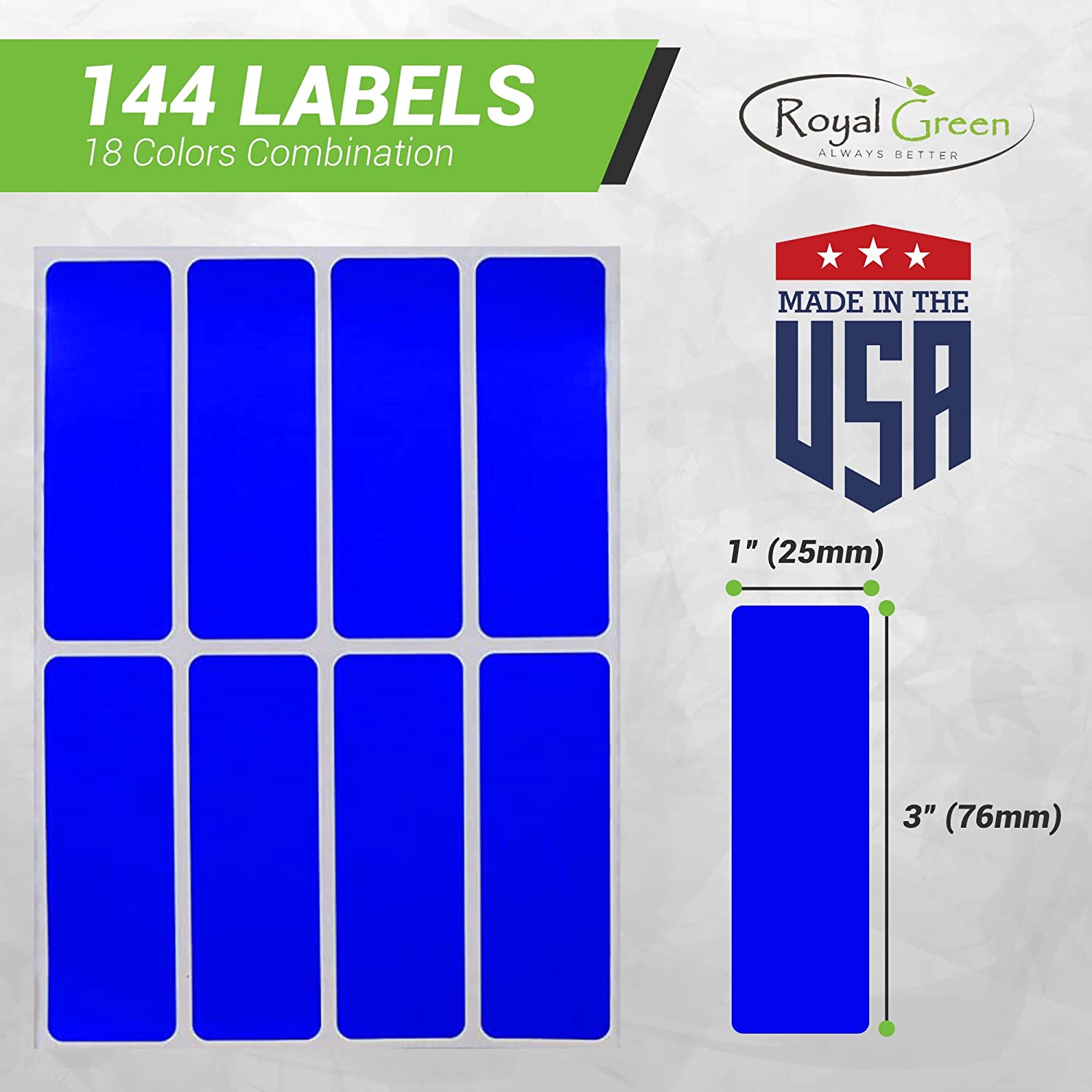 3 Inch Color Stickers Rectangular stickers 3 x 1 inch Combo colors 76mm x 25mm – Royal Green ...