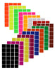 Square Stickers 1 inch x 1 inch Combo colors 25mm