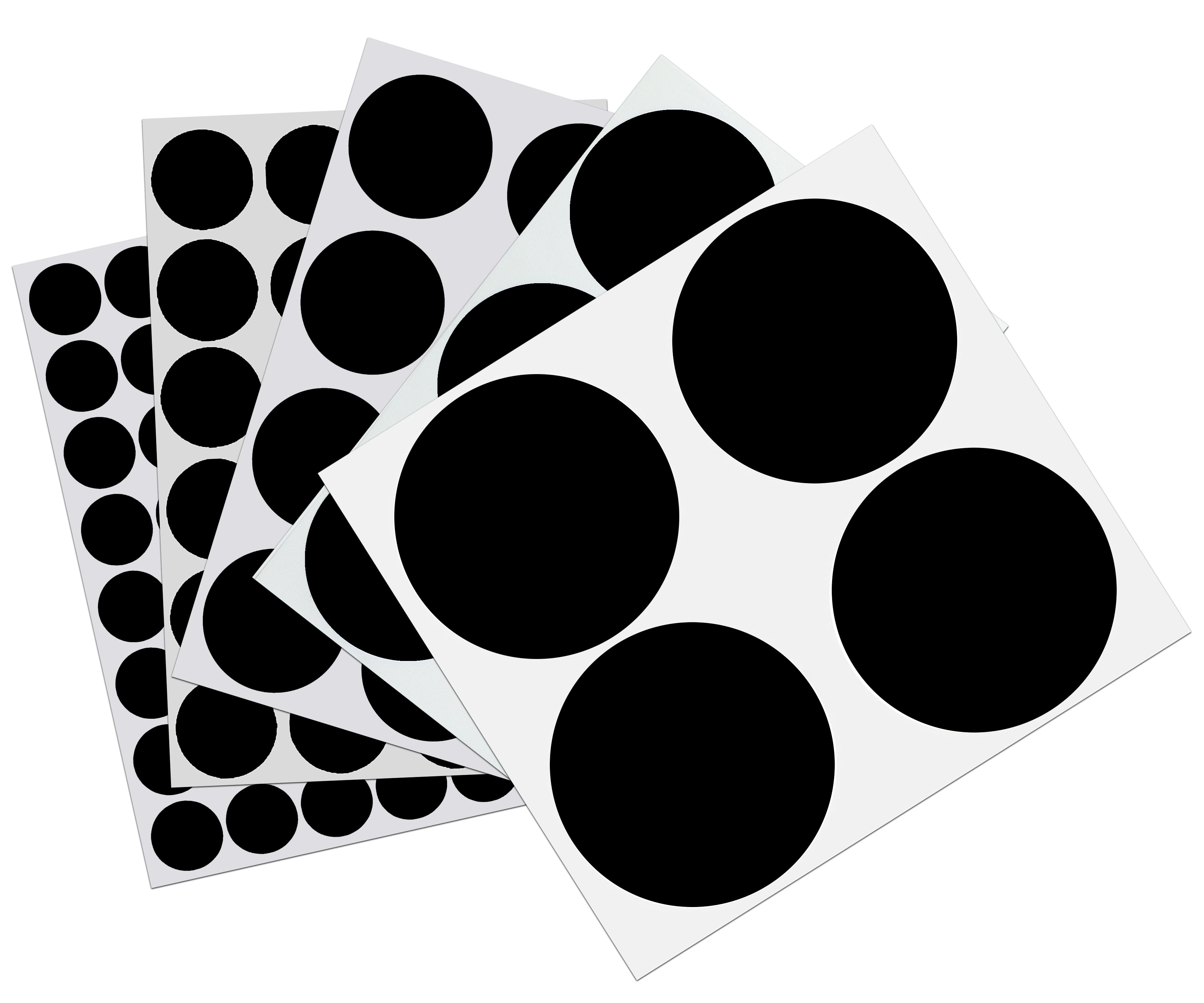 Black Dot Stickers in Various Sizes (8MM-38MM) Color-Coding Label in 15  Sheets