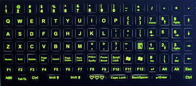 Fluorescent Keyboards Replacement Stickers for PC