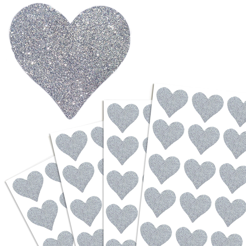 Heart Glitter Stickers 1.5 x 1.75 inch 144 / Silver Glitter