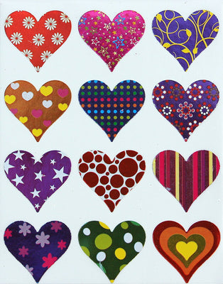 Valentines Day Metallic Heart 4 x 5 inch Stickers 17mm