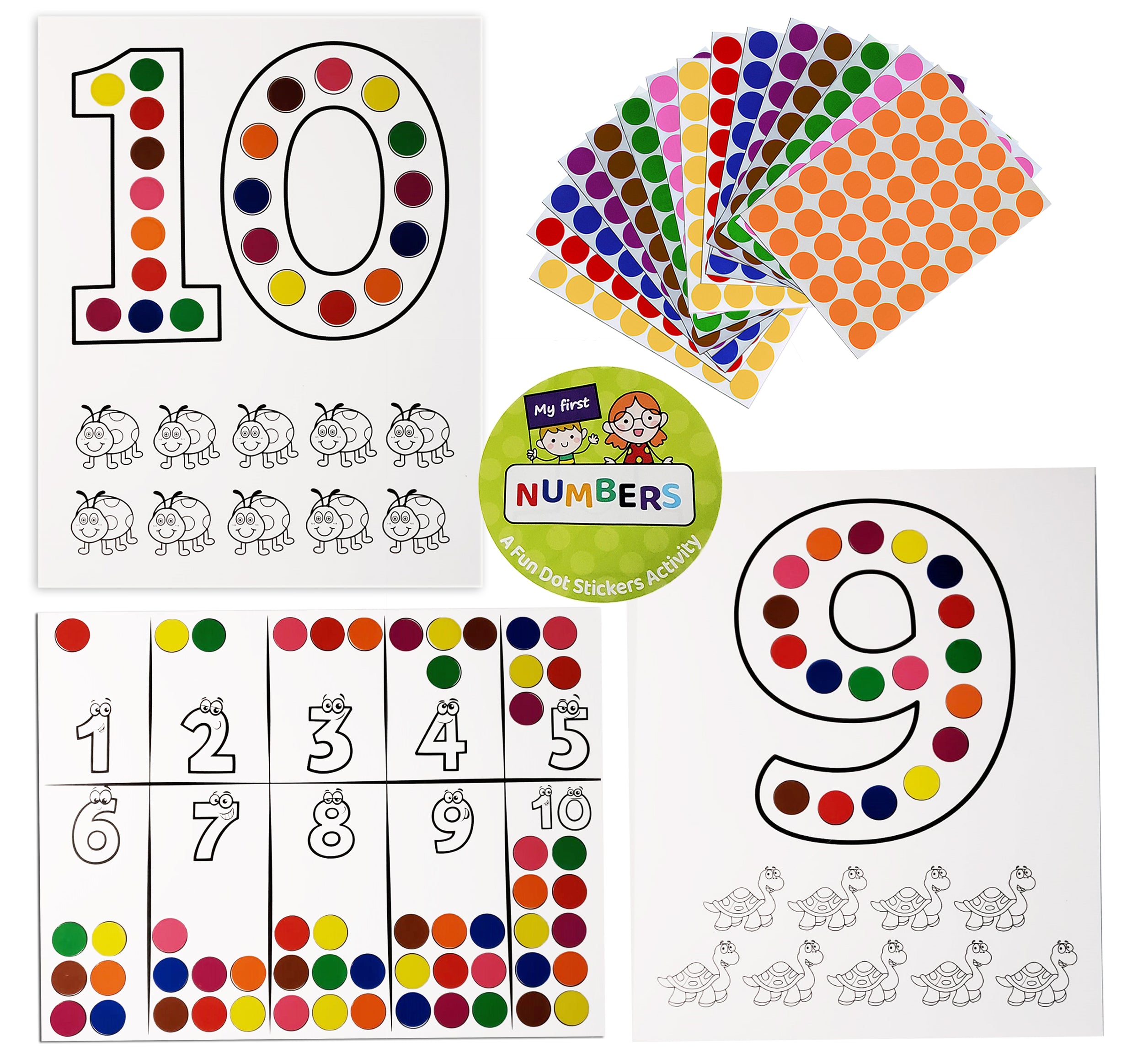 Royal Green Fun Dot Sticker Activity Sheets for Kids, My First Numbers (1-10), Creative Learning for Ages