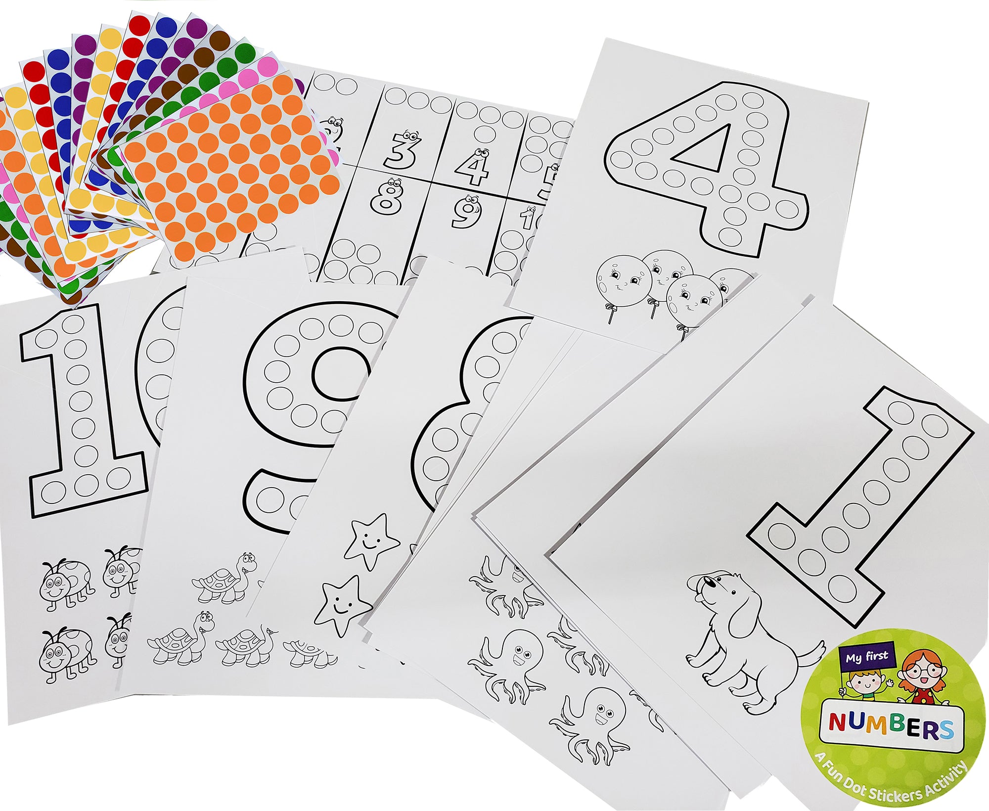 Royal Green Fun Dot Sticker Activity Sheets for Kids, My First Numbers (1-10), Creative Learning for Ages
