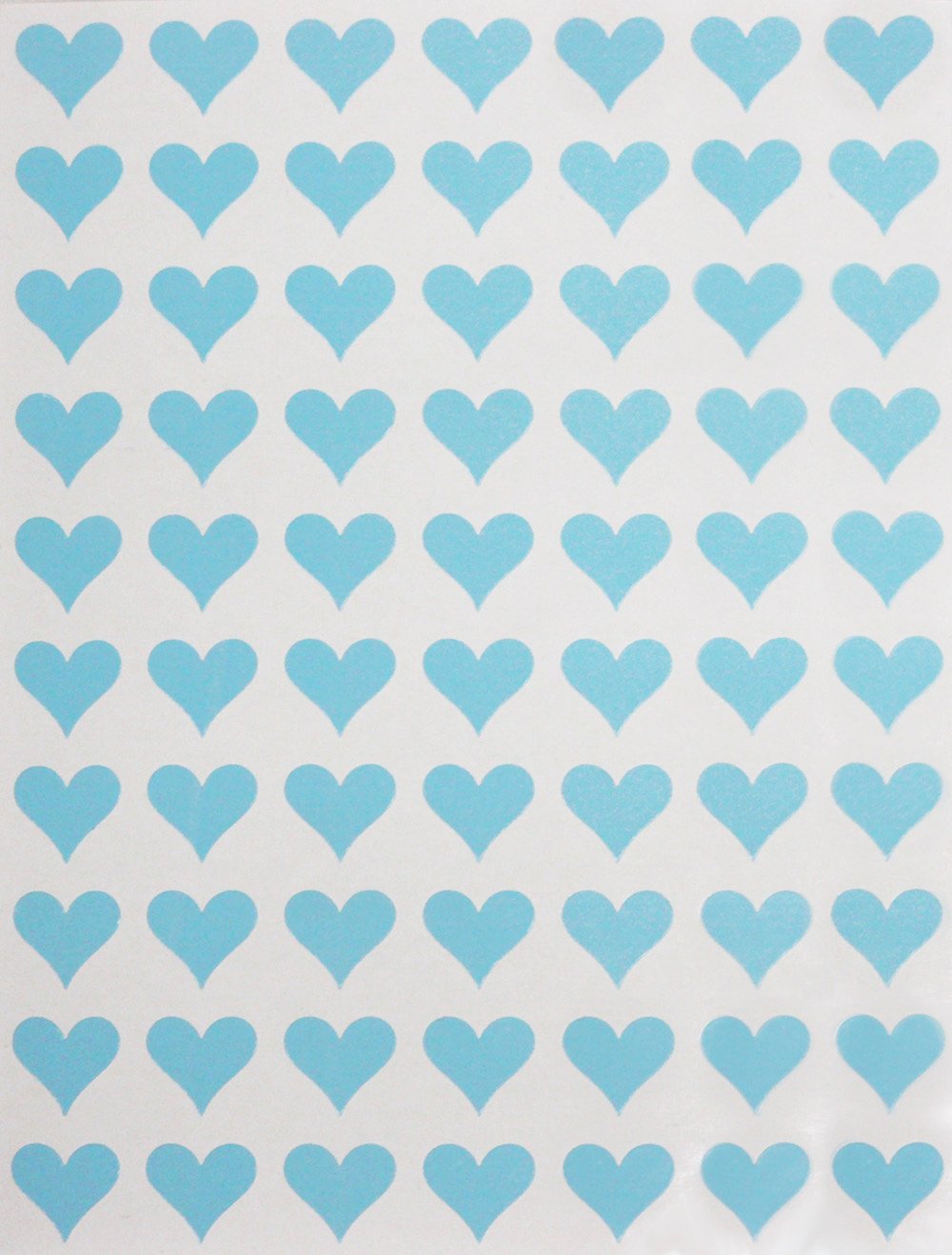 0.75 x 0.75 Heart Shaped Labels, 1 Sheet, Pastel Blue