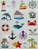 Nautical Stickers for Arts and Crafts, Sea Animal Stickers for Kids and Creative Learning, School, Boats, Jellyfish, Whales, and Dolphins