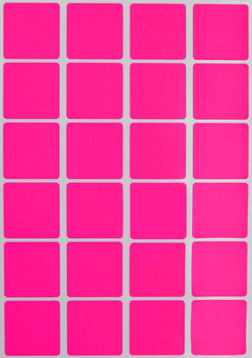 Square Stickers 1 x 1 inch Neon Colors 25mm x 25mm