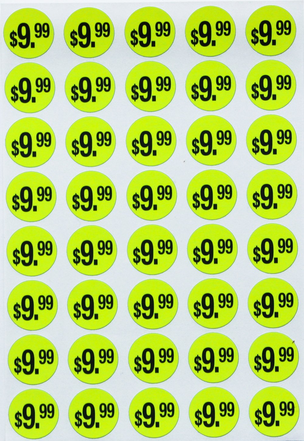 $1 Fluorescent Yellow Pricing Stickers 3/4