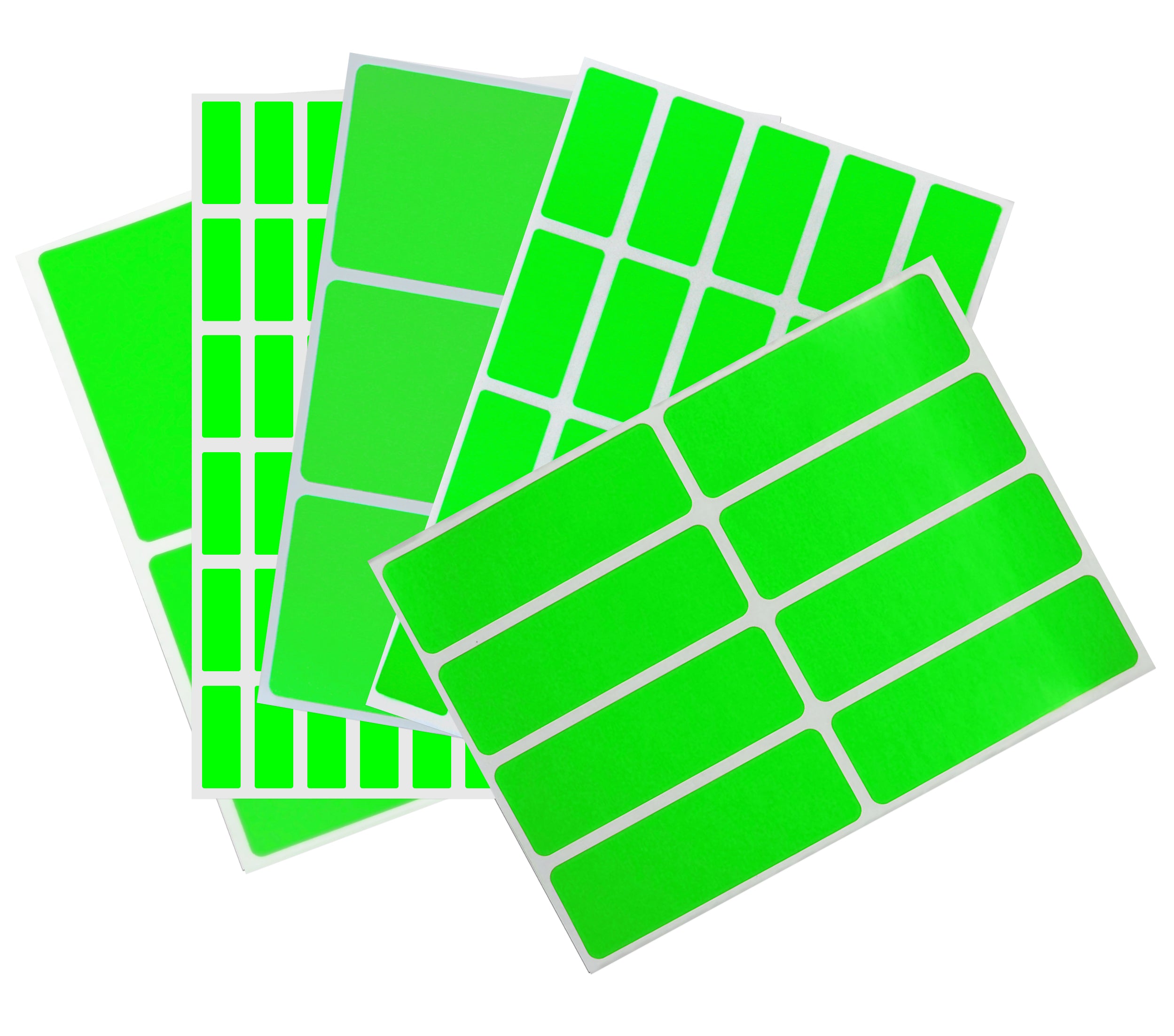 Royal Green Rectangular Self Adhesive Labels Multi Size Sticker Packs 356 / Neon Green