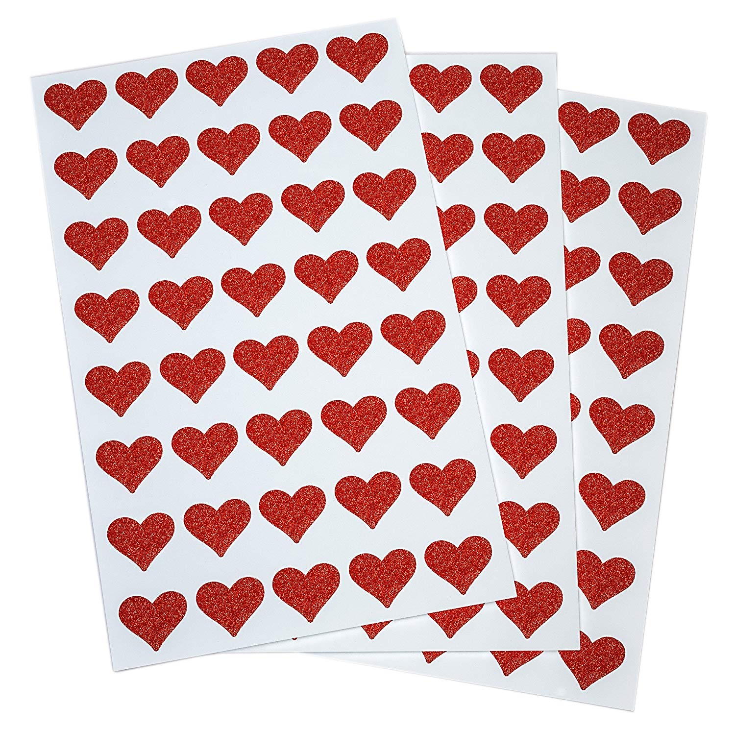 Royal Green Glitter Red Heart Stickers Envelope Seals for Invitations, Favors and Crafts - 200 Pack