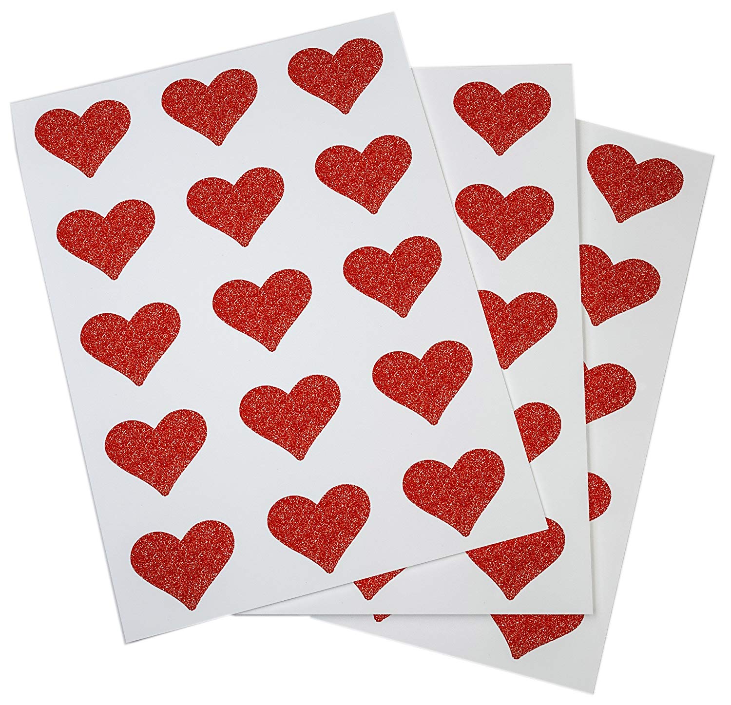 Heart Glitter Stickers 1.5 x 1.75 inch 144 / Silver Glitter