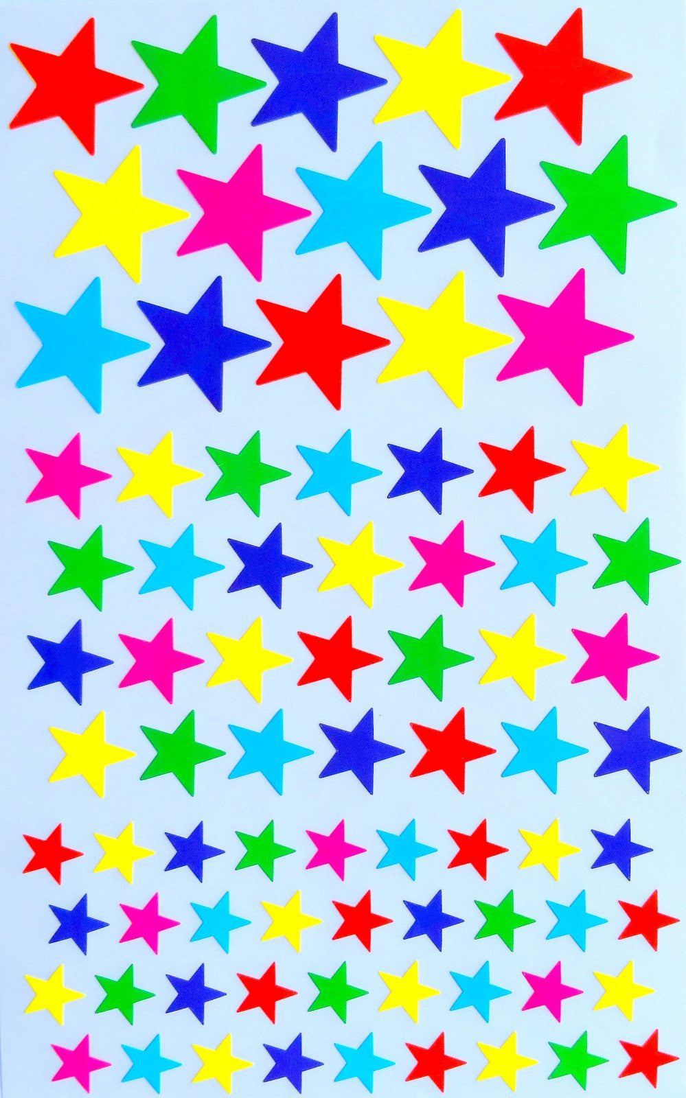 Multi Color Star Stickers in 3 Sizes, 6 Assorted Colors Star Sticker by Royal Green - 790 Stickers
