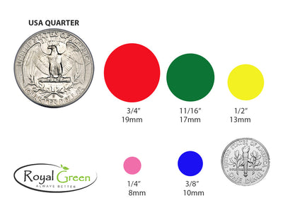 Royal Green Red Sparkly Color Coding Labels 5/8 inch Diameter (11/16) Dot Sparkly Stickers - Size 0.69 inch 17mm Glitter Round Sticker for Stationery