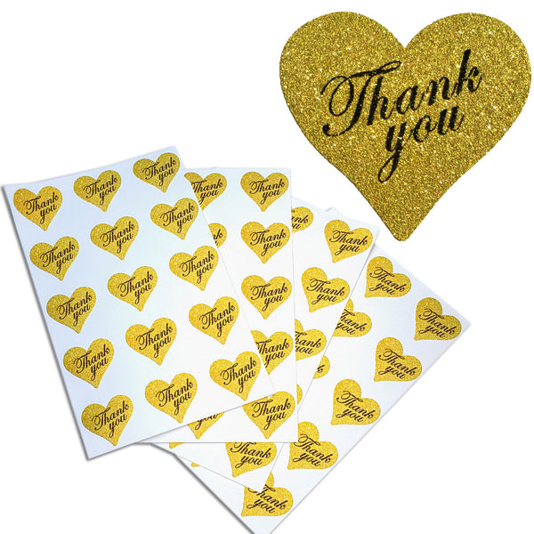 We Love Referrals Gold Heart Shape Stickers